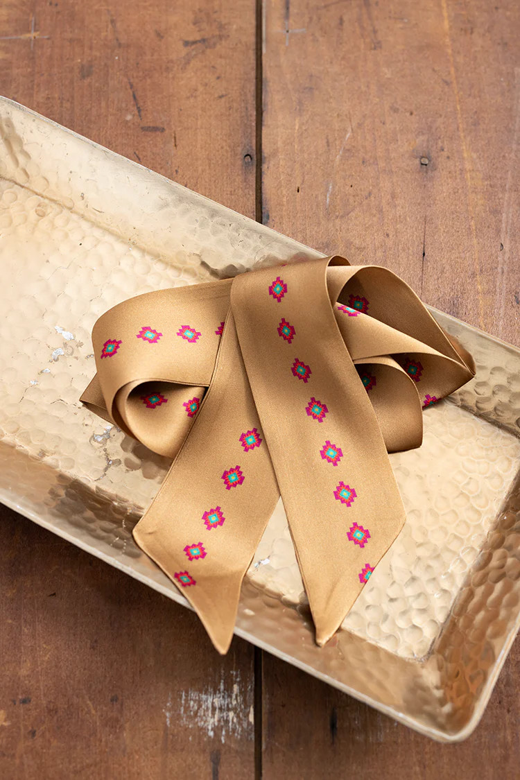 Tan Aztec Print Twilly Scarf | Flea Style