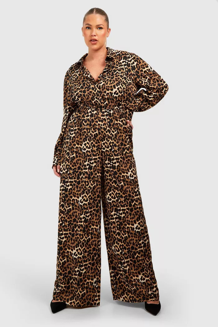 Plus Leoaprd Print Wide Leg Jumpsuit | boohoo (US & Canada)