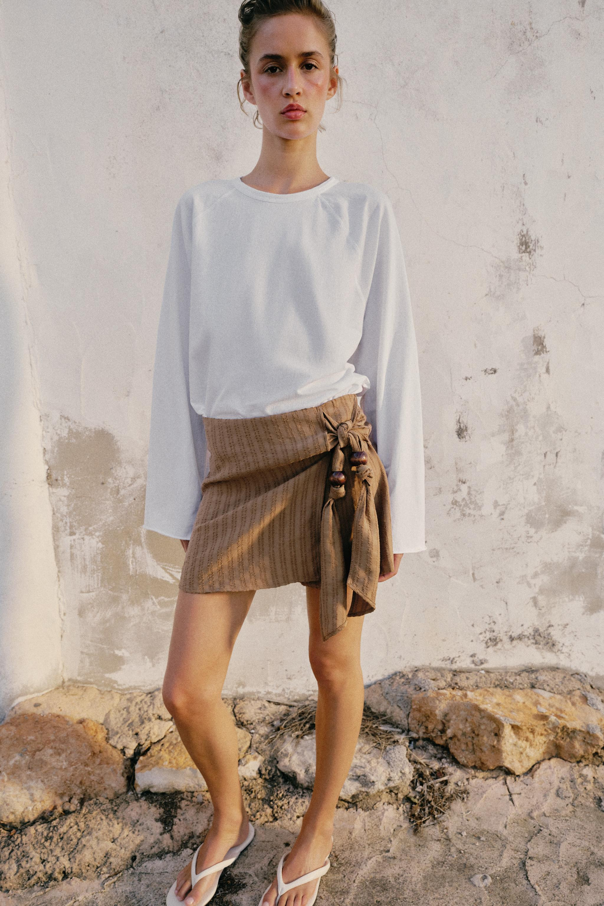BEADED KNOTTED SKORT | Zara US