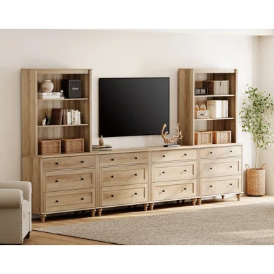 Scarlett Farmhouse TV Stand With Bookshelves For, Modern Entertainment Center With Storage, TV Console For Living Room, Bedroom | Wayfair North America