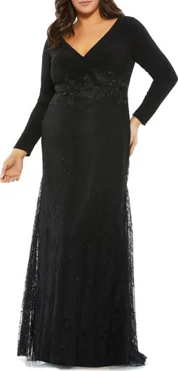 Lace Long Sleeve Empire Gown | Nordstrom