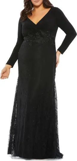 Lace Long Sleeve Empire Gown | Nordstrom