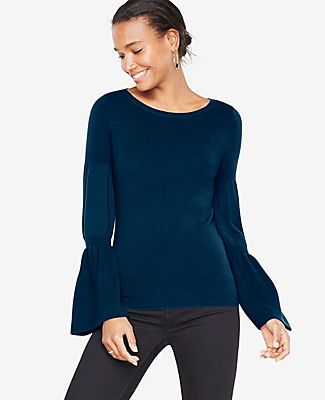 Ann Taylor Petite Extrafine Merino Wool Flare Sleeve Sweater | Ann Taylor (US)
