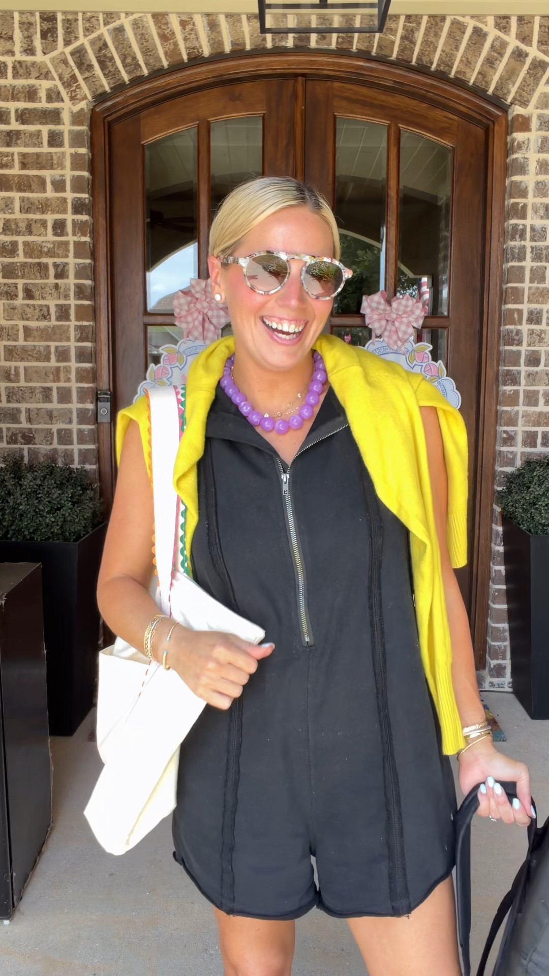 Sports mom mode activated 
An easy throw on and go romper from Amazon! Size small- free people look for less! Cardigan- size small and sneakers run TTS!

#LTKPetite #LTKootd #LTKmomlife
