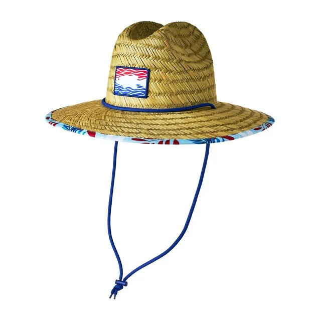 Americana Bass Fish Straw Lifeguard Sun Hat with Adjustable Chin Strap, Blue Tropics, by Way To C... | Walmart (US)