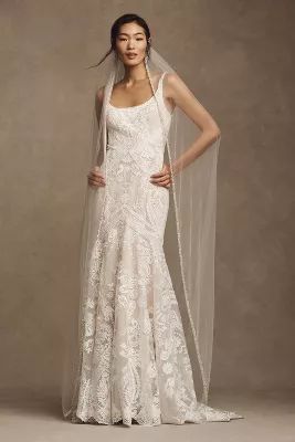 Wtoo by Watters Valette Square-Neck Lace Wedding Gown | Anthropologie (US)