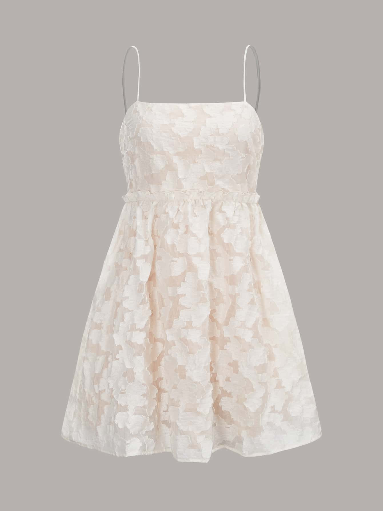 SHEIN Jacquard Appliques Frill Trim Cami Dress | SHEIN