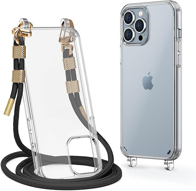 Lawonda Clear Case for iPhone 14 Plus, Crossbody Adjustable Neck Shoulder Lanyard Strap Shockproo... | Amazon (US)