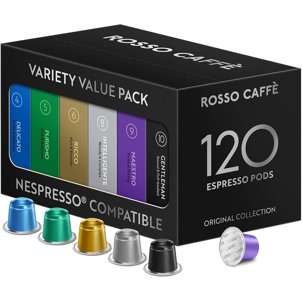ROSSO CAFFÈ 120 Espresso Coffee Pods for Nespresso Original Machines, Premium Capsules, Variety ... | Amazon (US)