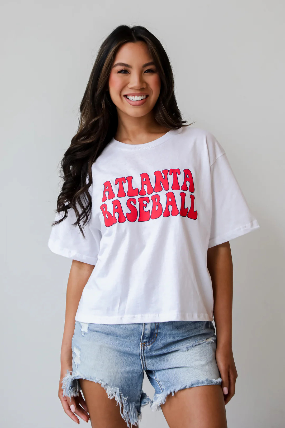 White Atlanta Baseball Cropped Tee | Dress Up