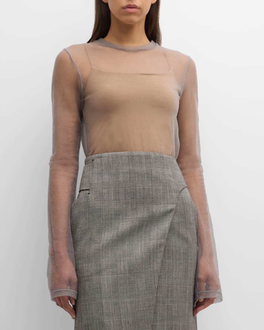 RECTO Chiara Sheer Long-Sleeve T-Shirt | Neiman Marcus