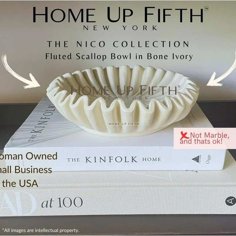 Decorative Bowl,HandCrafted Marble Ruffle Bowl, Marble Bowl Fruit Bowl, Antique Scallop Bowl, Vin... | Walmart (US)