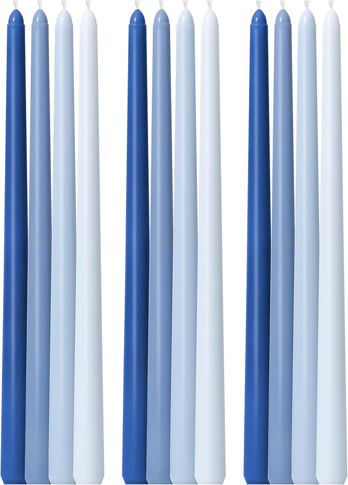 Viyffo 12 Inch Blue Taper Candles Set of 12 Unscented, Smokeless, Dripless Long Tall Tapered Cand... | Amazon (US)
