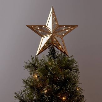 11.375&#34; Lit Mirrored Star Christmas Tree Topper Champagne - Wondershop&#8482; | Target