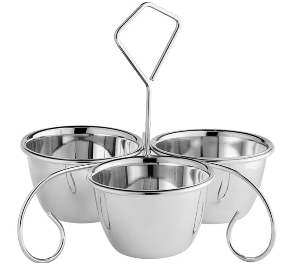 Soro Essentials- 10 oz. Stainless Steel Three-Way Server Caddy with Bowl- Serving Bowl Set Stand for Parties Serving Stand for Salsa Sauces Dressing Candy Dining Dinnerware Home Kitchen Restaurant | Amazon (US)