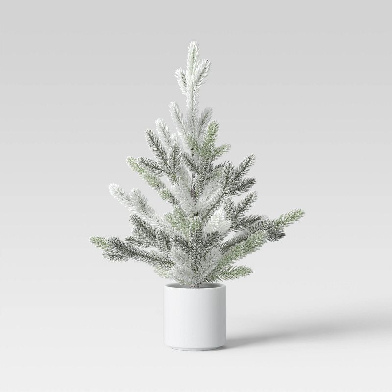 22&#34; Flocked Artificial Christmas Tree White/Green - Threshold&#8482; | Target