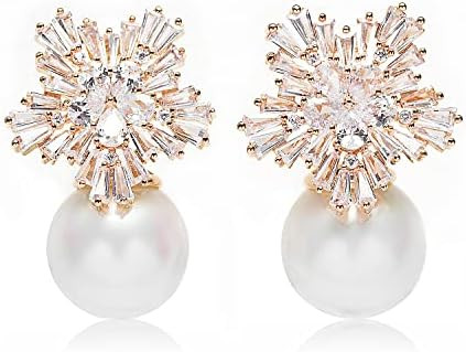 Fashion Chic Simulated Pearl Studs Snowflake Earrings For Women | Amazon (US)