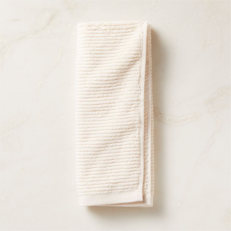 Brooks Ribbed Organic Cotton Warm White Hand Towel + Reviews | CB2 | CB2