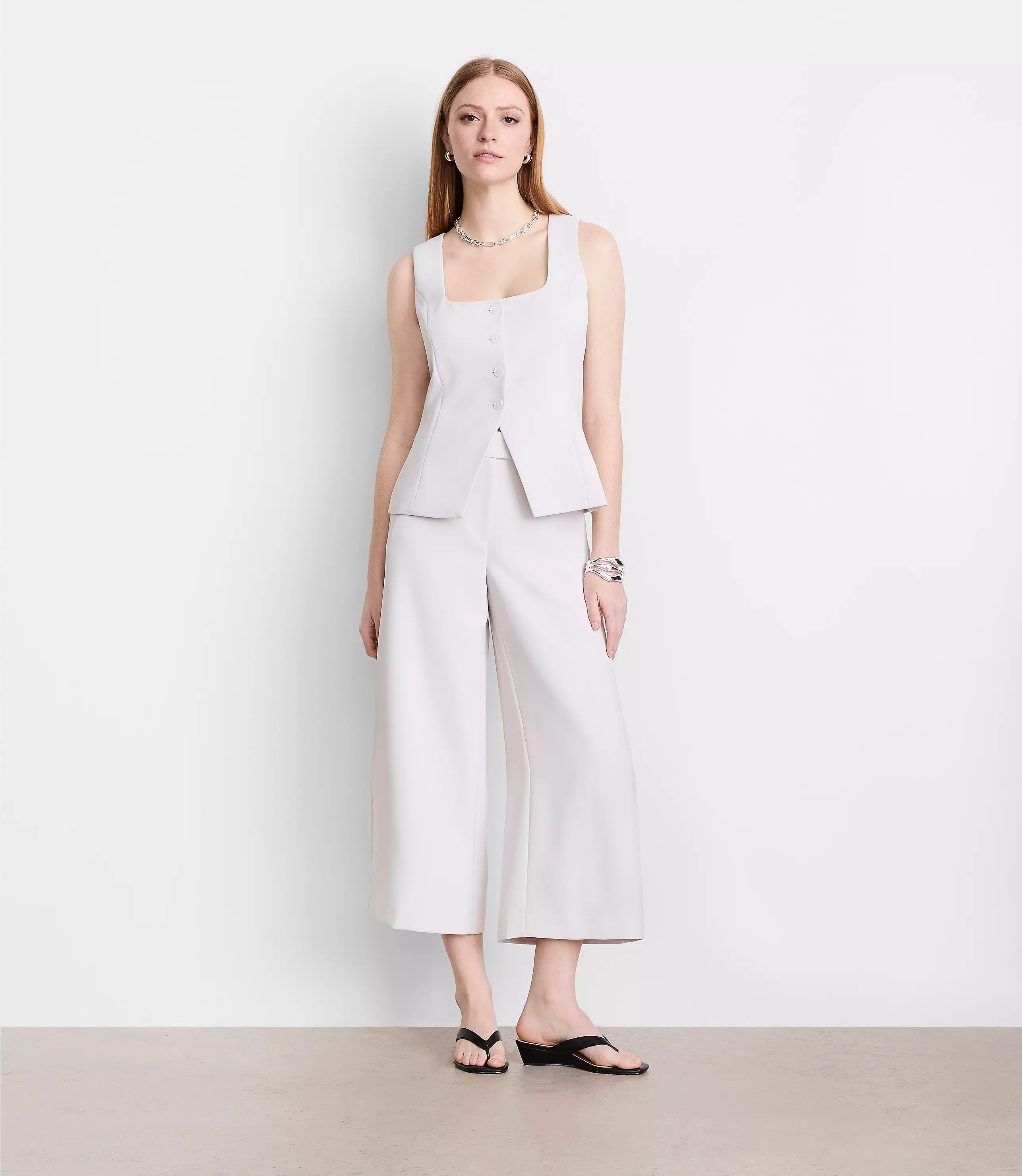 Petite LOFT Versa Crepe Drape Tank Vest | LOFT