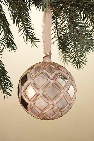 Diamond Pink Glass Globe Ornament | Anthropologie (US)