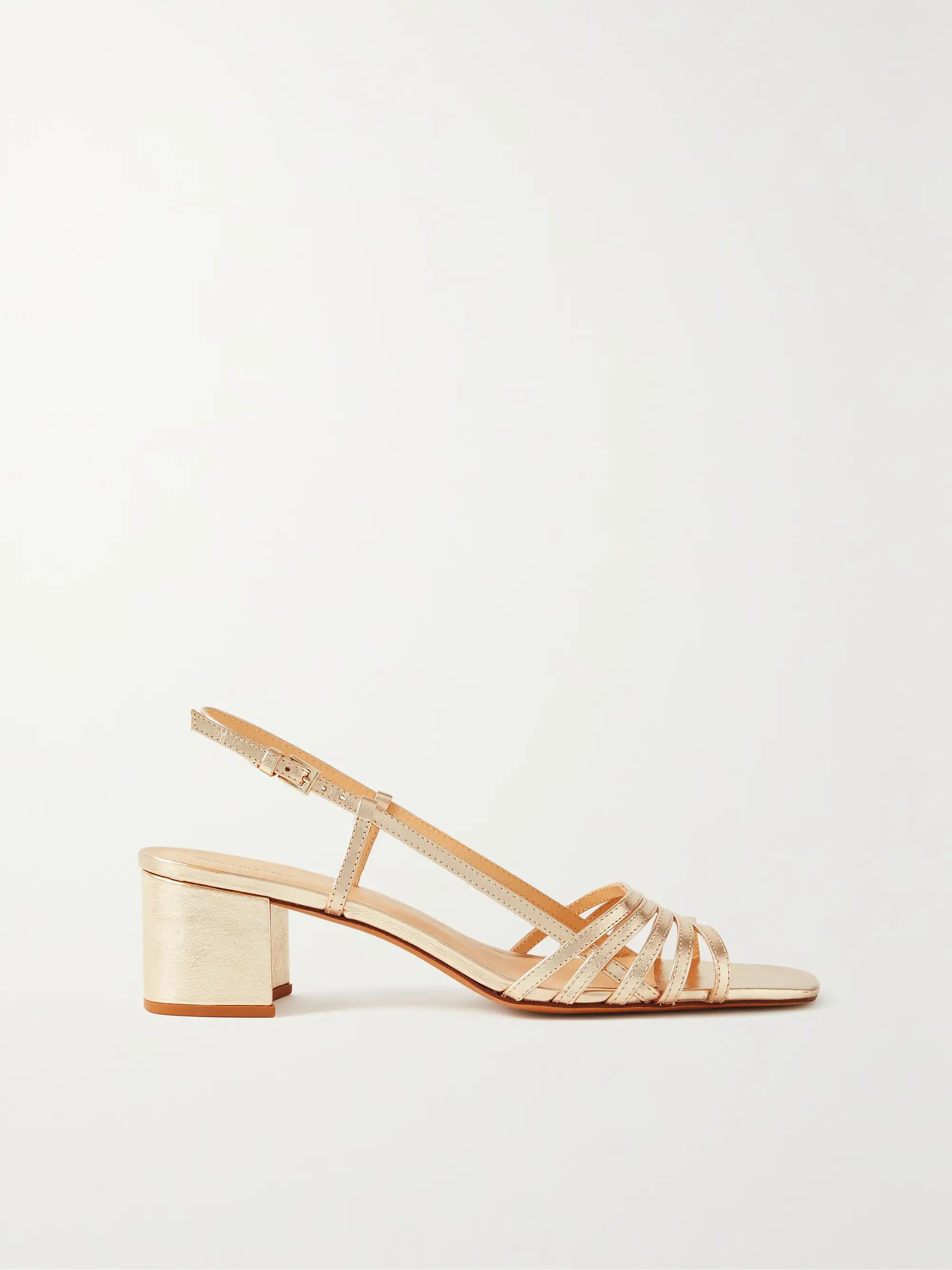 REFORMATION + NET SUSTAIN Eleonora metallic leather slingback sandals | NET-A-PORTER | NET-A-PORTER (US)