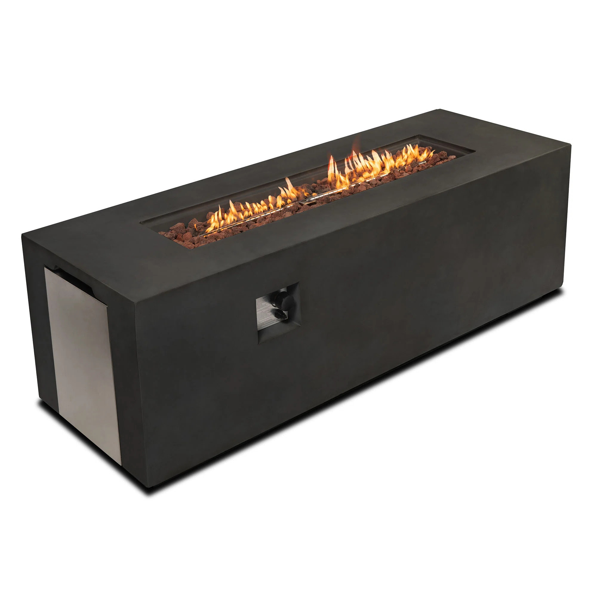 70in Large Concrete Fire Pit Table, 60000BTU, Propane, Rectangular | Wayfair North America