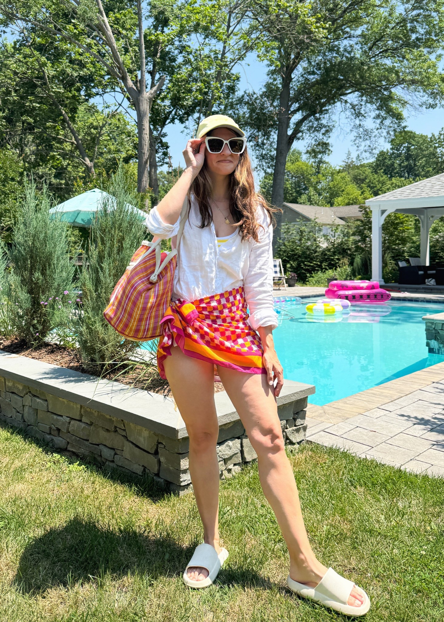 What I wore as a 37 year old mom of two to take my kids to the pool (not ours 😂)… also, this song 🤣 #milennialmom I linked this bathing suit & a few other favorites of mine. I’m a big fan of the pareo with a button down & I’ll usually take a baseball cap over a wide brim 🧢 

#LTKSeasonal #LTKSwim #LTKTravel
