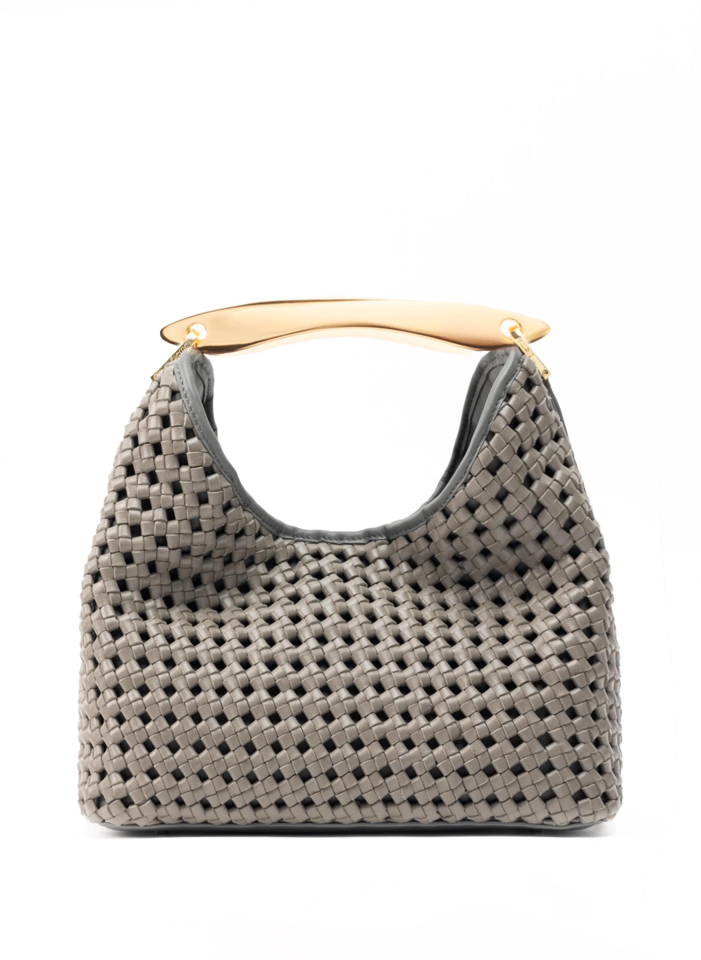 Boomerang Woven Leather Grey - Summer Woven Bag - Elleme | Elleme