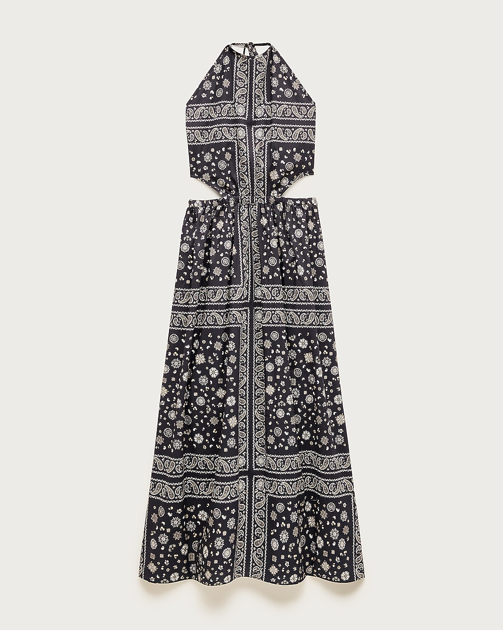 Side-cutout halter dress in bandana-print cotton poplin | J. Crew US