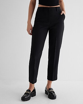 Express Women's Editor High Waisted Twill Straight Ankle Pant | Express