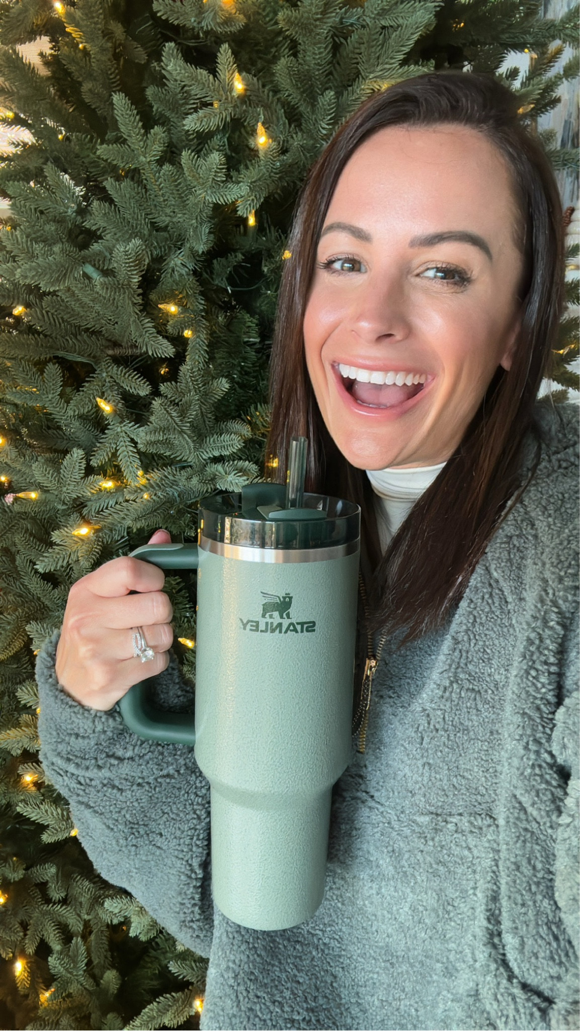 Stanley released a Hammertone Green color and I’m obsessed! It matches some of my fav new clothes and of course the Christmas tree! I also love the hammered metal feel of this new cup! I’m going to have to hide it to keep it from Troy for sure! If you need a gift idea for HIM, this is IT!! @stanley_brand #StanleyBrand 

#LTKHoliday #LTKfindsunder50 #LTKGiftGuide
