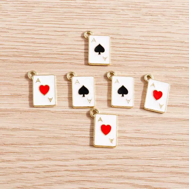 2 Colors Cute Playing Cards Design Alloy Enamel Charm Single - Temu | Temu Affiliate Program