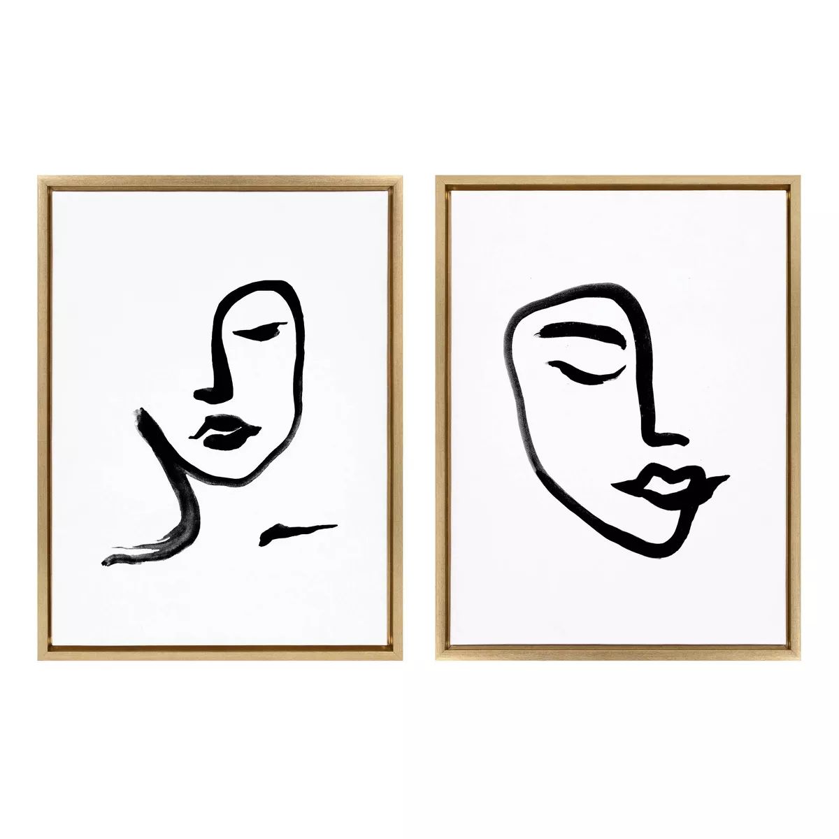 18" x 24" (Set of 2) Sylvie Woman Face Art and Face Line by Viola Kreczmer Framed Wall Canvas Set... | Target