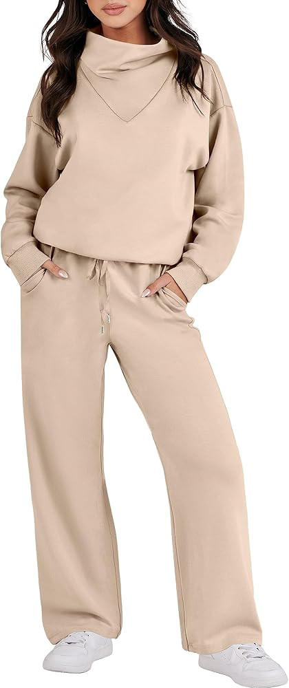 Caracilia Womens 2 Piece Outfits Sweatsuit Oversized Sweatshirt & Lounge Sweatpants Tracksuit Set... | Amazon (US)