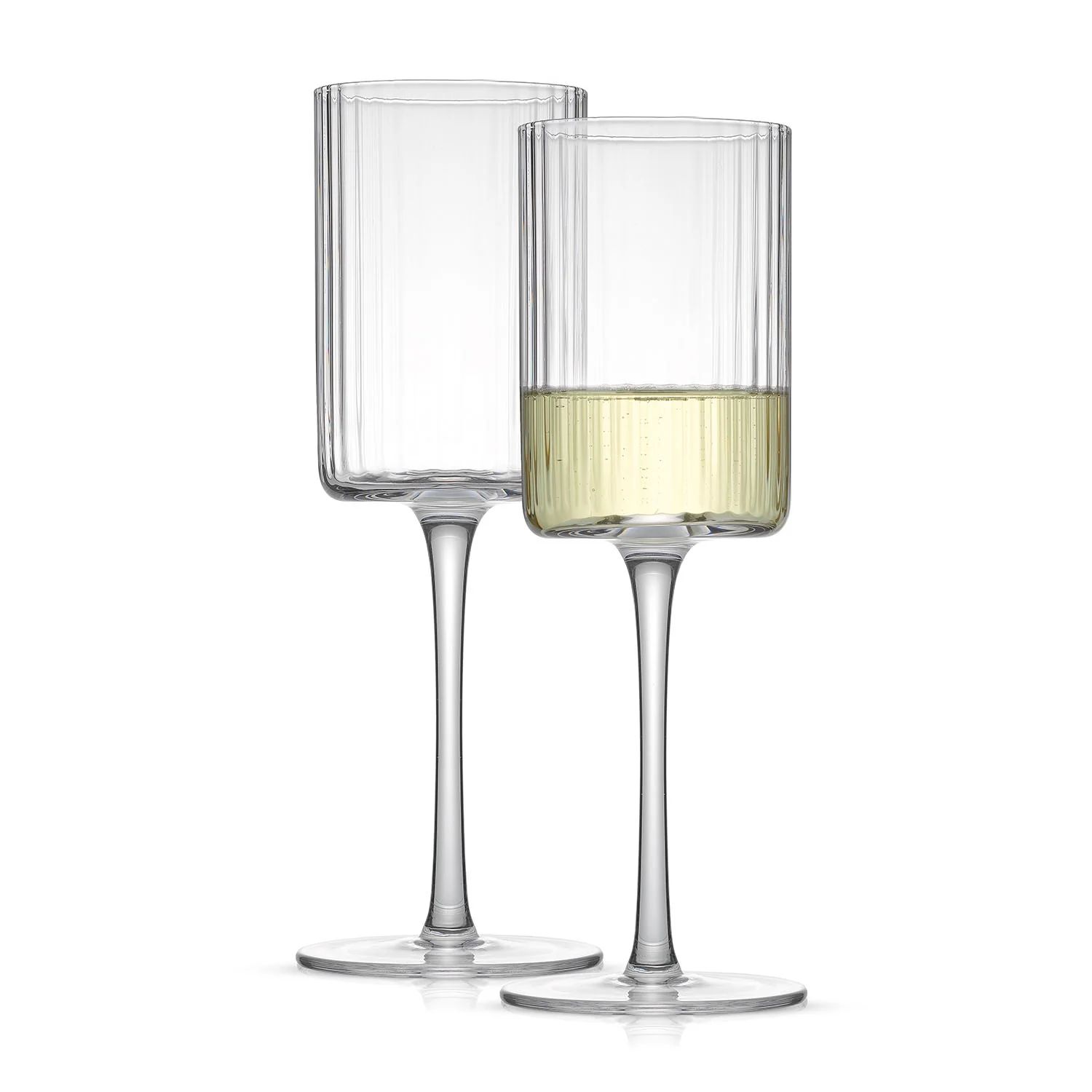 JoyJolt Elle Fluted Cylinder White Wine Glasses - Set of 2 | JoyJolt
