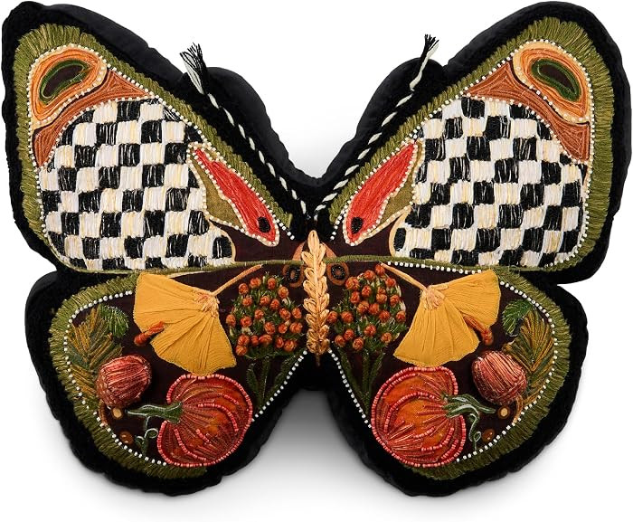 MACKENZIE-CHILDS Throw Pillow, 13.6x18, Harvest Moth Shape | Amazon (US)