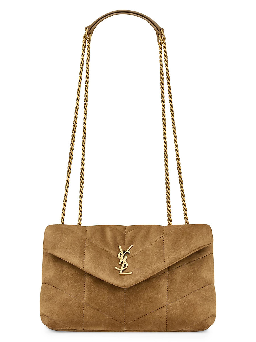 Women's Puffer Toy Bag in Quilted Suede - Golden Leaf | Saks Fifth Avenue