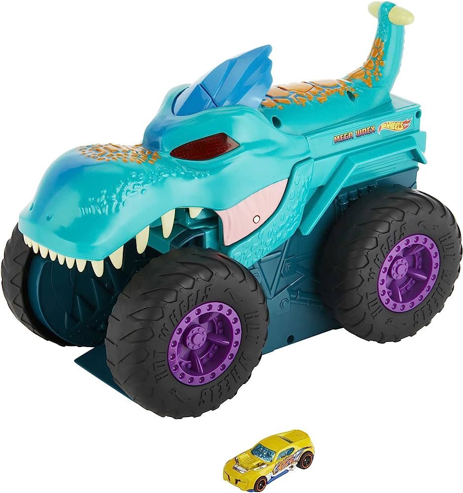 Hot Wheels Monster Trucks Car Chompin' Mega Wrex Giant Vehicle with Lights and Sound Effects, 'Ea... | Amazon (US)