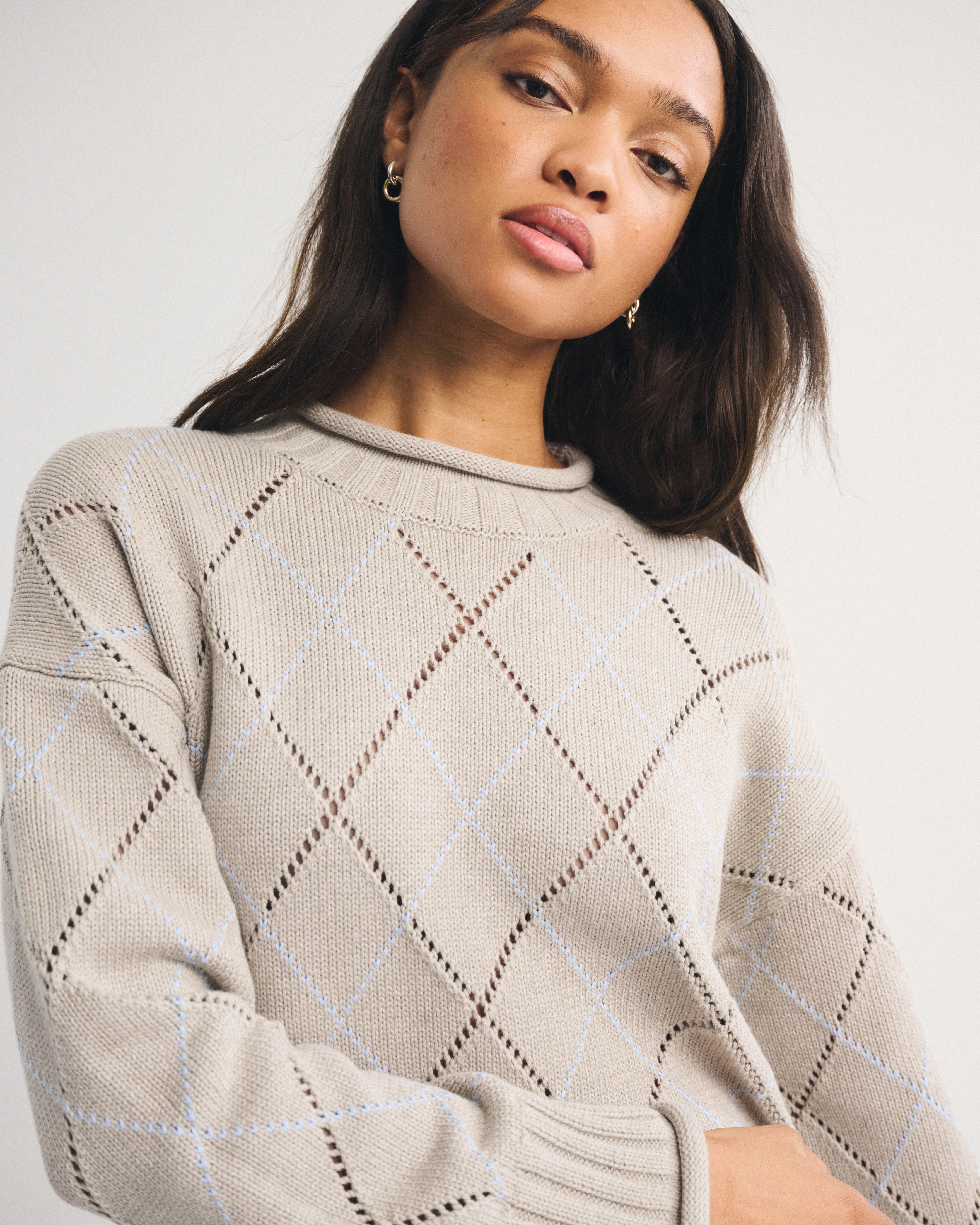 100% Cotton Roll Neck Crew Sweater | Abercrombie & Fitch (US)