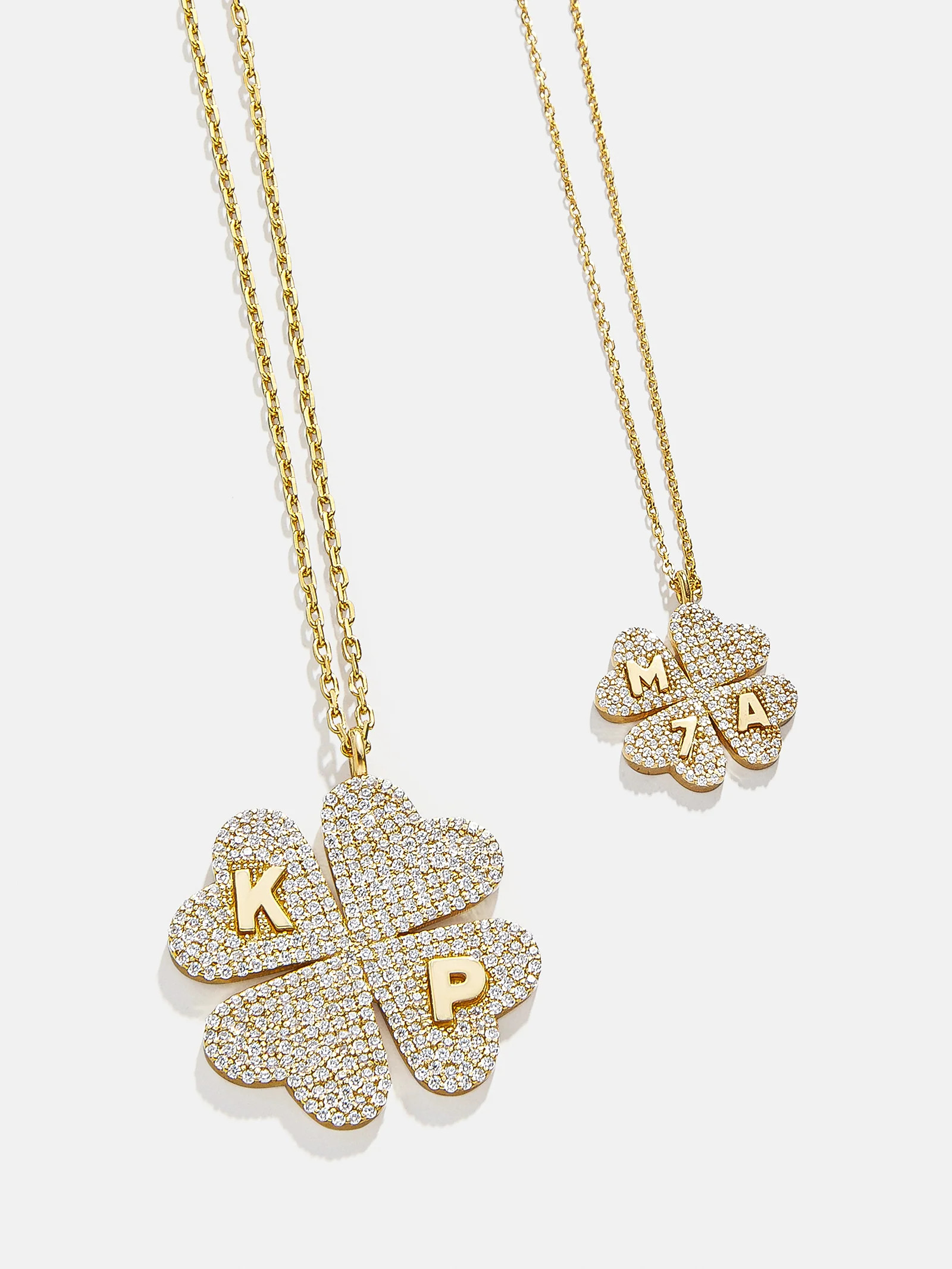 Clover 18K Gold Custom Pendant Necklace - 18K Gold. Pavé Cubic Zirconia Stones | BaubleBar