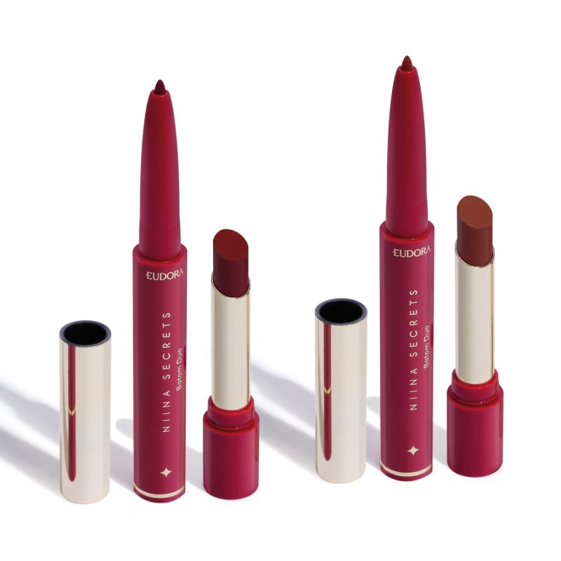 Combo Duo Perfect Match Niina Secrets: Batom Vermelho 1,65g + Batom Avelã 1,65g | Eudora | Eudora (BR)