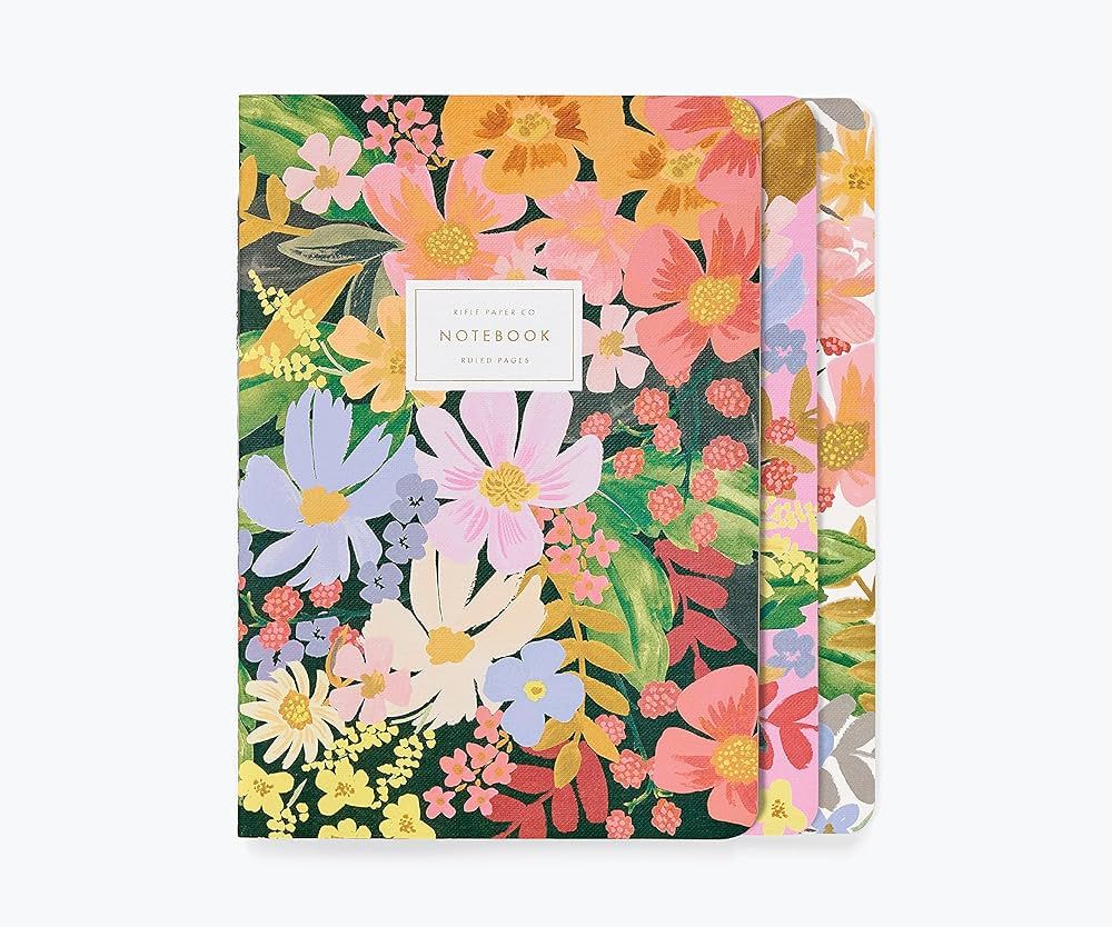 RIFLE PAPER CO. Marguerite Stitched Notebook Set, 8.5" L x 6" W, Set Of 3 Notebooks, 64 Ruled Pag... | Amazon (US)