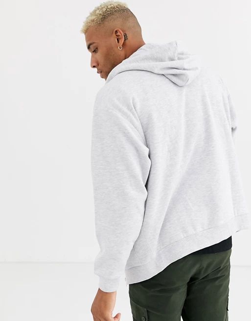 ASOS DESIGN oversized zip up hoodie in white marl | ASOS UK