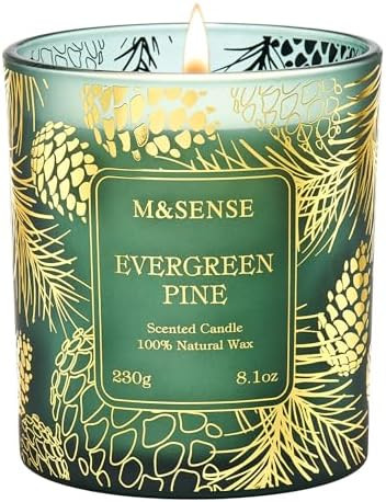 M&SENSE Evergreen Pine Scented Vegan Soy Candles,8.1oz 42-Hour Slow Burning Time,No Toxin Candles... | Amazon (US)