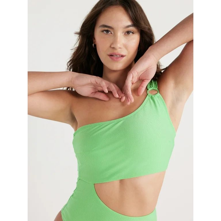 Jessica Simpson Women's Cutout One Shoulder One Piece Swimsuit, Sizes XS-XXL | Walmart (US)