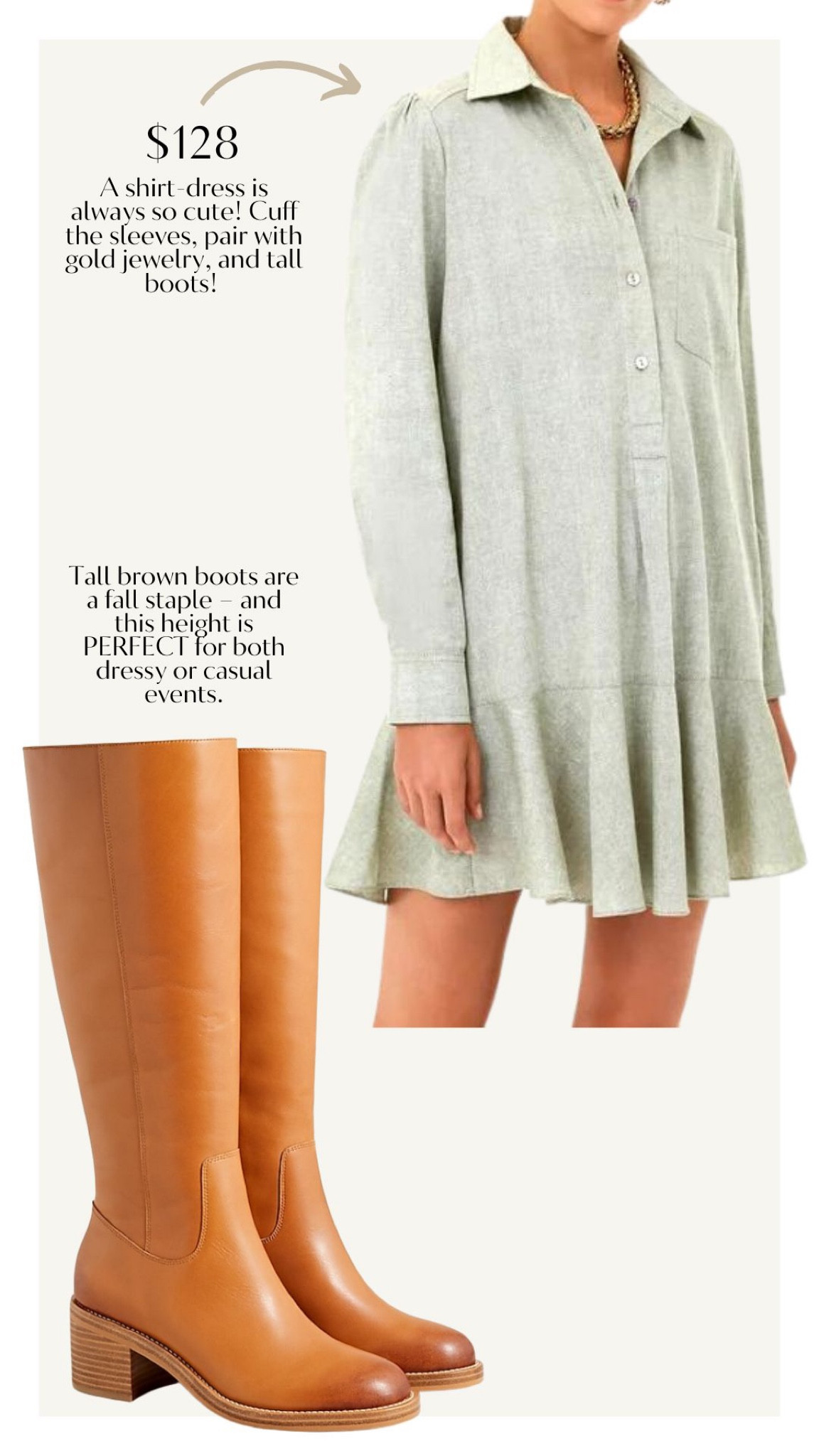 This fall shirt dress is a classic for so many reasons. The linen blend material is perfect for southern fall days where it’s still warm! The collar and sleeves make this appropriate for work, but the flirty hem at the bottom is the perfect touch for a lunch or dinner out. Pair with loafers or ballet flats work. 

#LTKSeasonal #LTKworkwear #LTKstyletip