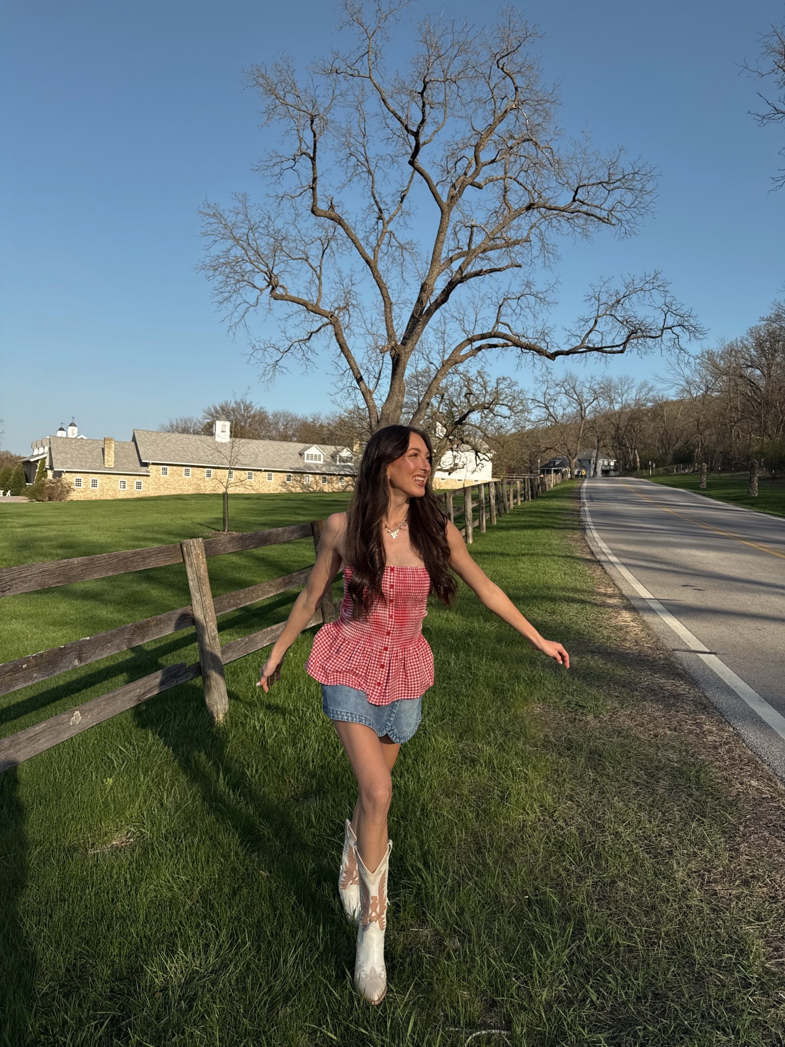 Red gingham tank, Miley Stewart summer, Jean skort, skort style, cowboy boots

#LTKStyleTip #LTKFindsUnder50 #LTKShoeCrush