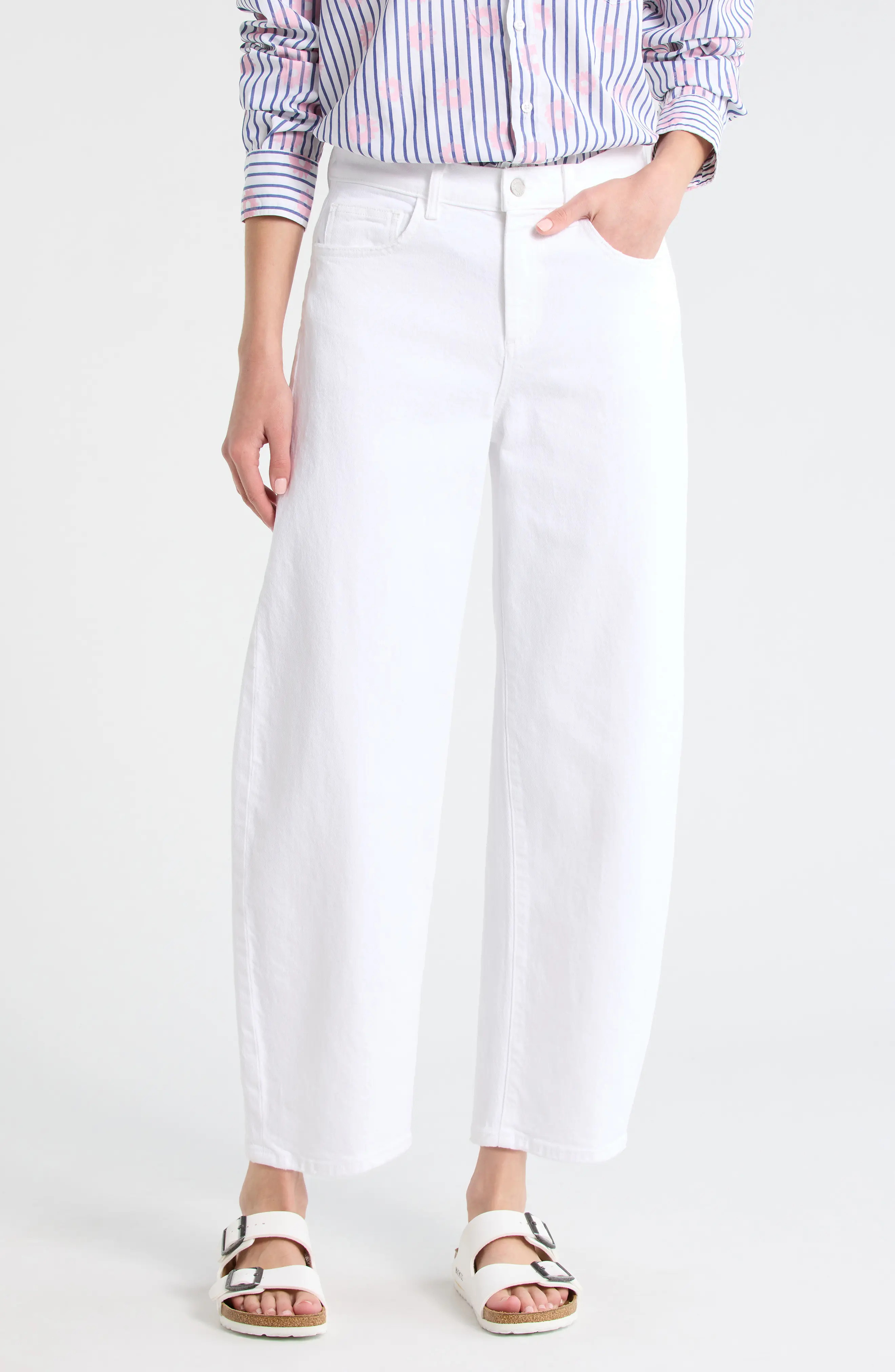 Frank & Eileen Brennan Barrel Leg Jeans in White at Nordstrom, Size 24 | Nordstrom