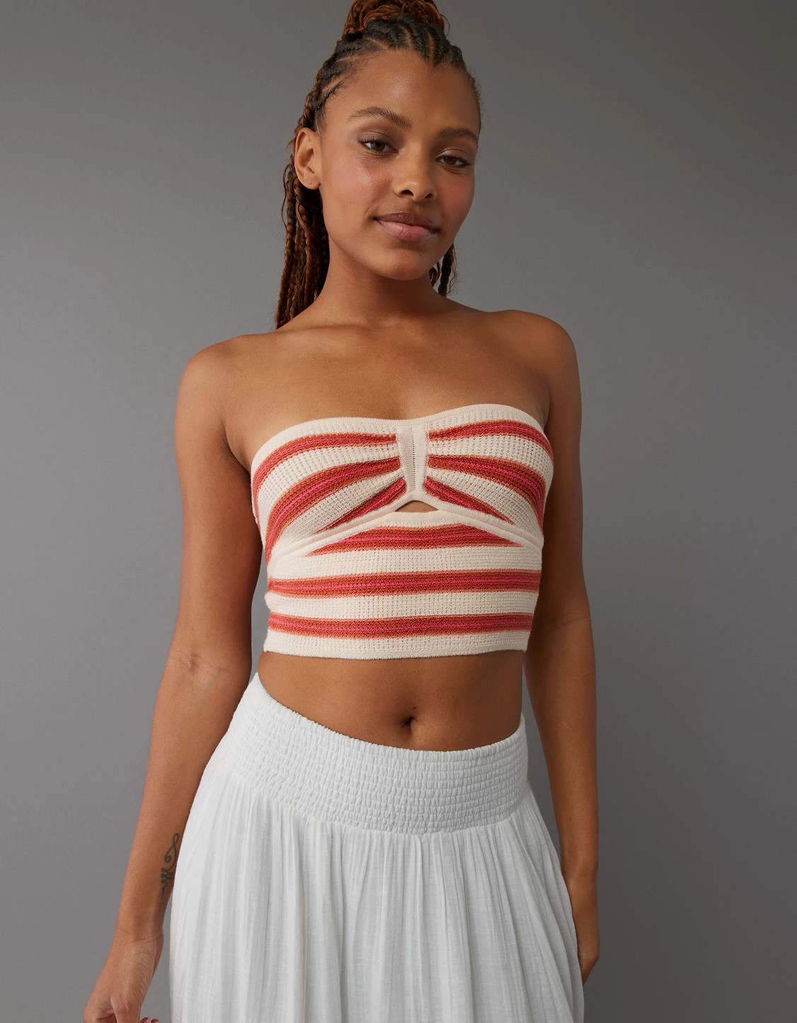 AE Cinch Knit Striped Tube Top | American Eagle Outfitters (US & CA)