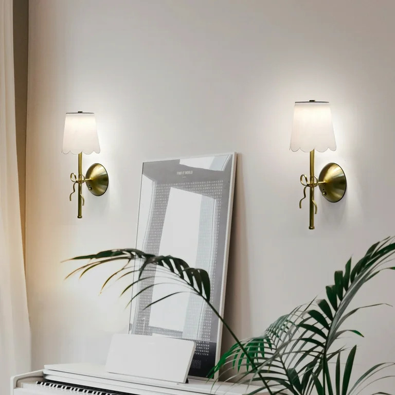 Home Decor Collection Sterling & Noble Home Cordless Rechargeable Brass Wall Sconce with Bow and ... | Walmart (US)